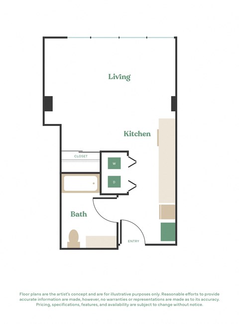 a floor plan of a unit with a bedroom and a bathroom